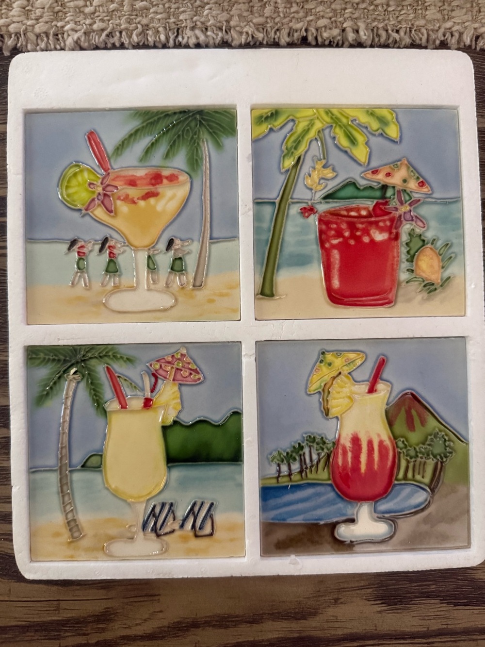 Tropical Cocktail Ceramic Tile Plaque - Multi-Color